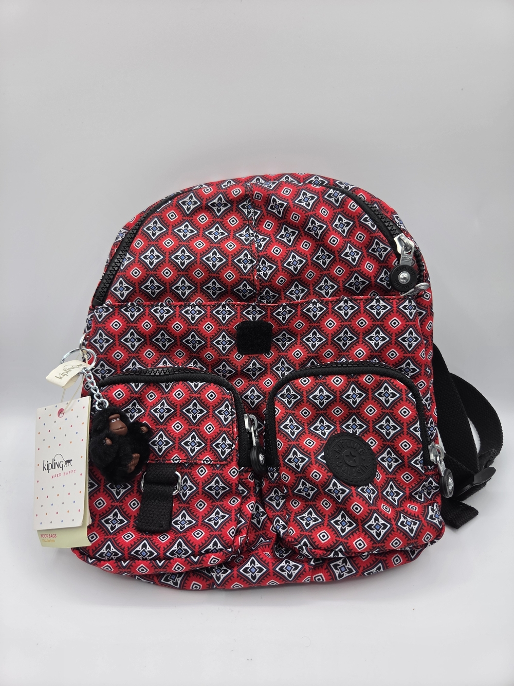 Kipling Red Geometric Print Backpack - Picture 5 of 10